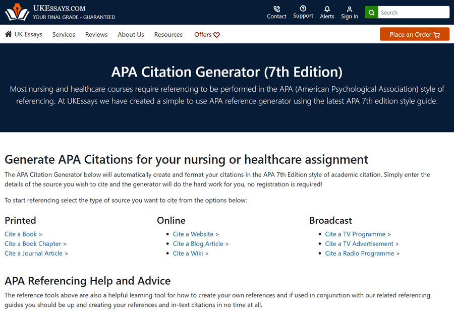Apa referencing generator
